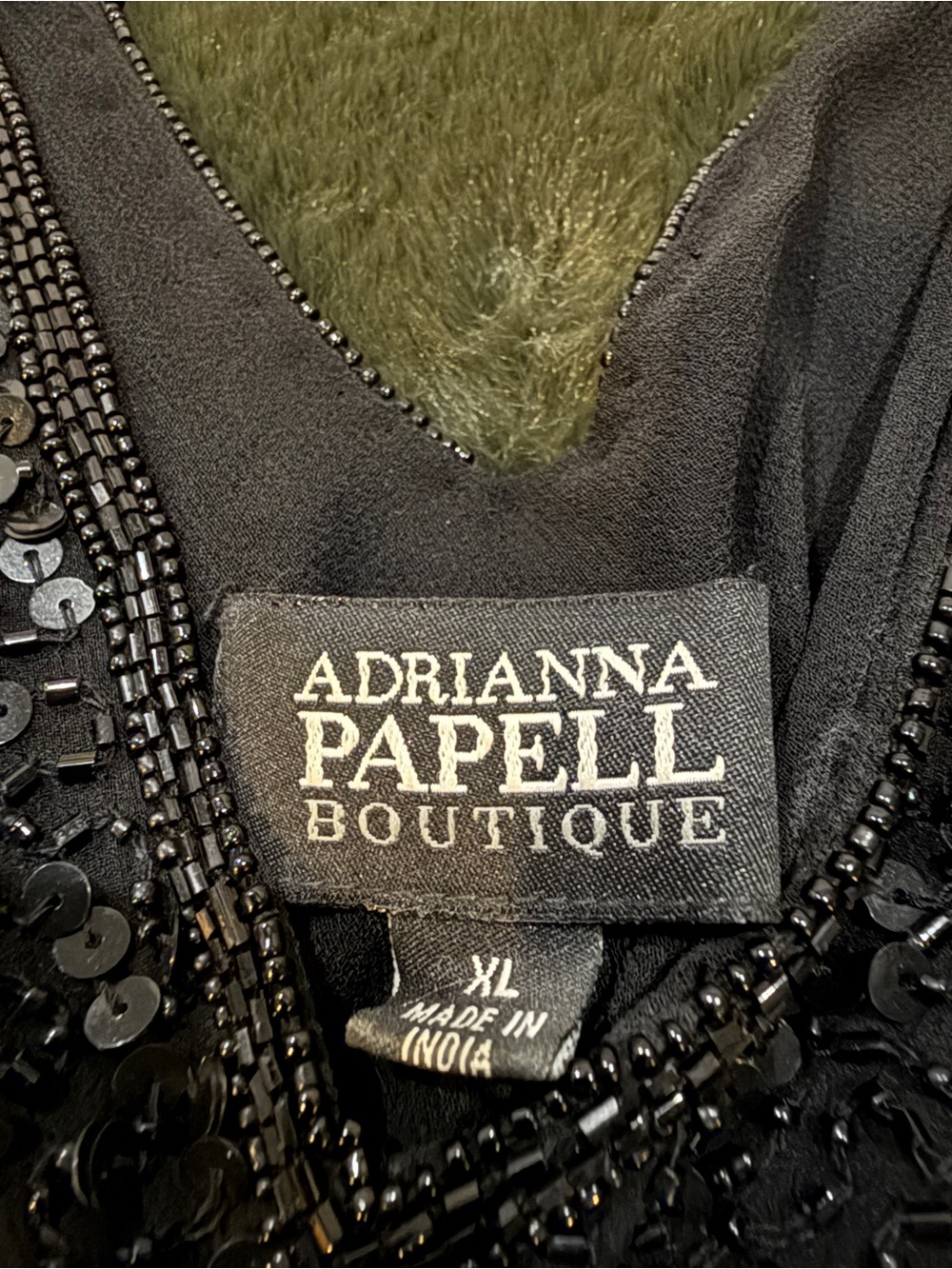 Adrianna Papell Black Sequin V-Neck Short Sleeve Top - Picture 5 of 5